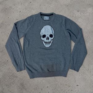 Y2K 2000’s Grunge Skull Aeropostale Men’s Sweater Grey Size Large